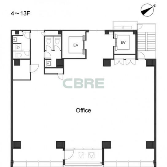 4階〜13階 平面図