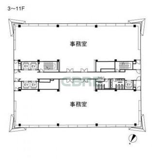 3階〜11階 平面図