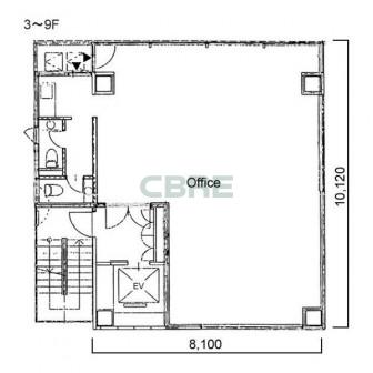 3階〜9階 平面図