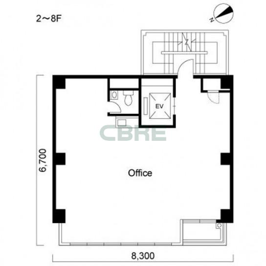 2階〜8階 平面図