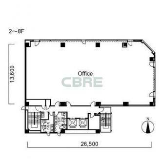 2階〜8階 平面図