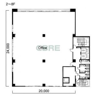 2階〜8階 平面図