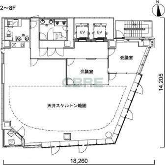 2階〜8階 平面図