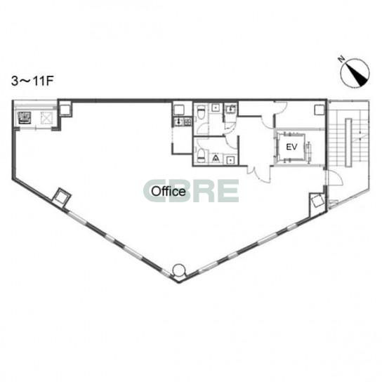 3階〜11階 平面図