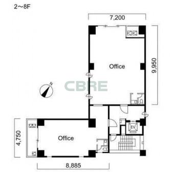 2階〜8階 平面図