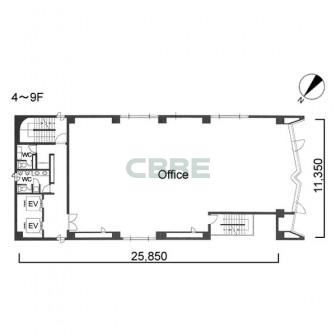 4階〜9階 平面図