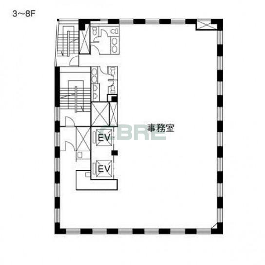 3階〜8階 平面図