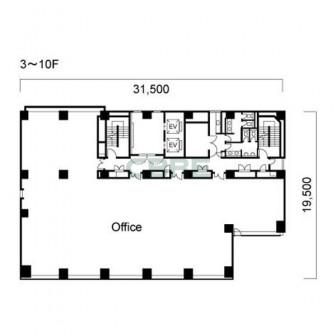 3階〜10階 平面図