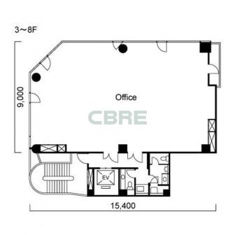 3階〜8階 平面図