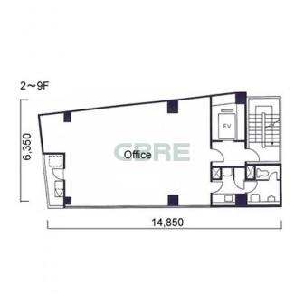 2階〜9階 平面図