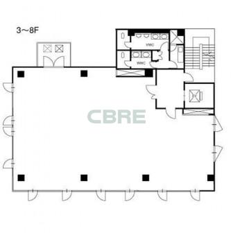 3階〜8階 平面図