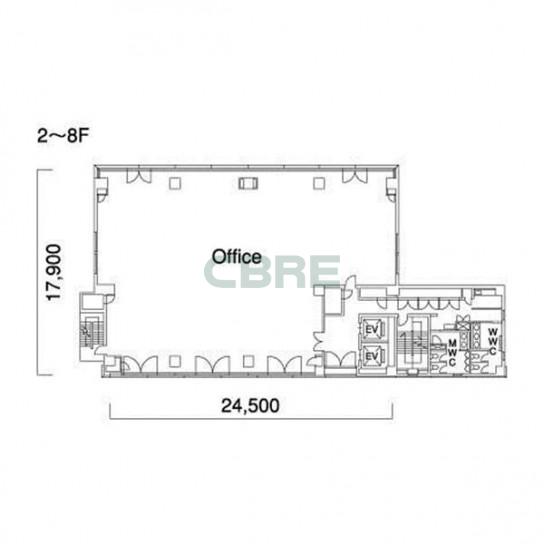 2階〜8階 平面図