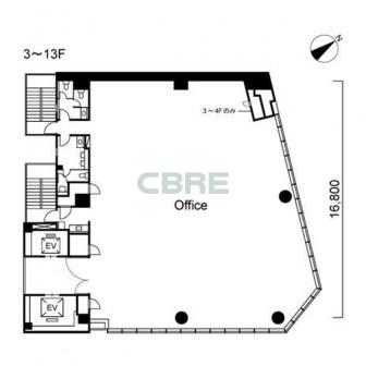 3階〜13階 平面図