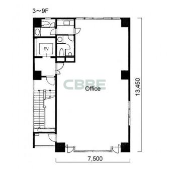 3階〜9階 平面図
