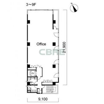 3階〜9階 平面図