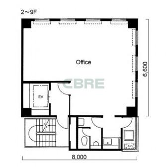 2階〜9階 平面図