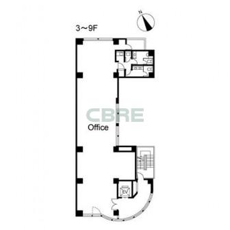 3階〜9階 平面図