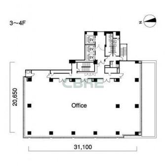 3階〜4階 平面図