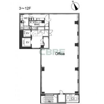 3階〜12階 平面図