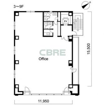 3階〜9階 平面図