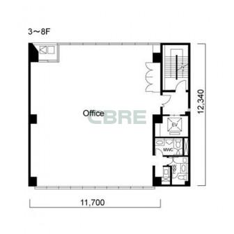 3階〜8階 平面図
