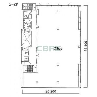 3階〜9階 平面図