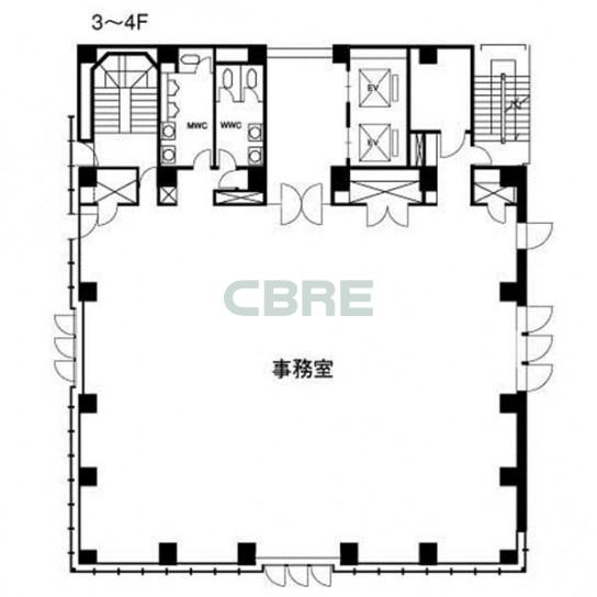 3階〜4階 平面図