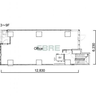 3階〜9階 平面図