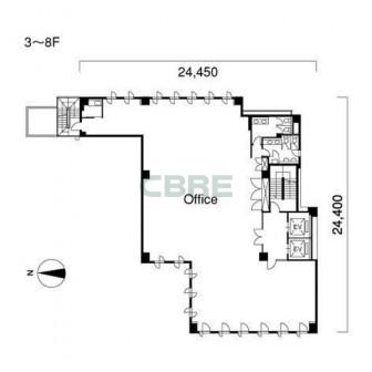 3階〜8階 平面図