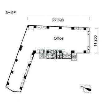 3階〜9階 平面図