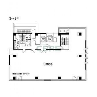 3階〜8階 平面図