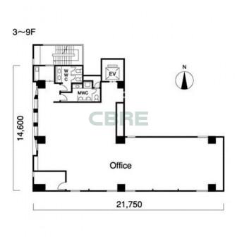 3階〜9階 平面図