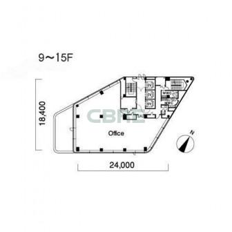 9階〜15階 平面図