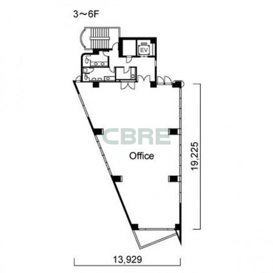 3階〜6階 平面図