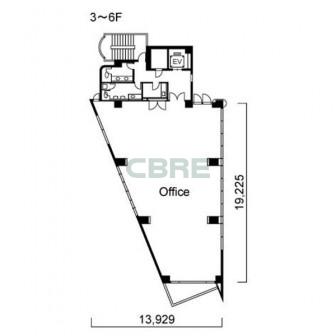 3階〜6階 平面図