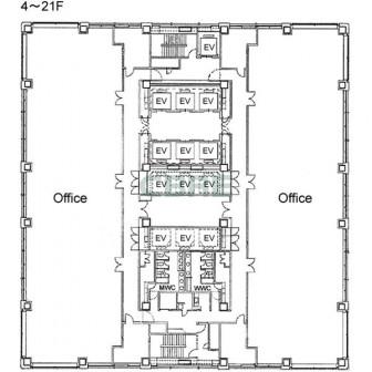 4階〜21階 平面図