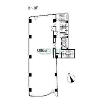 3階〜8階 平面図