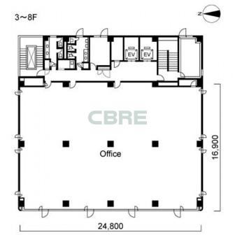 3階〜8階 平面図