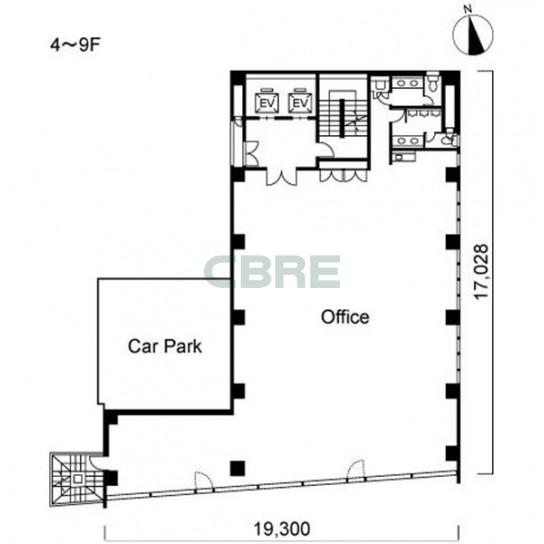 4階〜9階 平面図