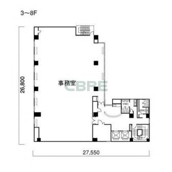3階〜8階 平面図