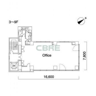 3階〜9階 平面図