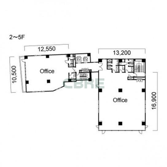 2階〜5階 平面図