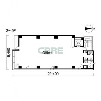 2階〜9階 平面図