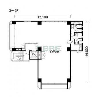 3階〜9階 平面図