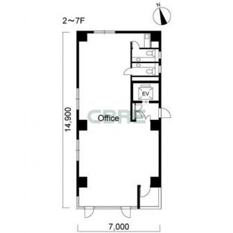 2階〜7階 平面図