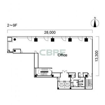 2階〜9階 平面図