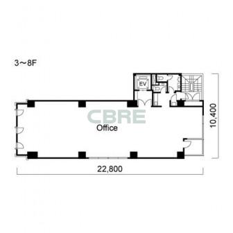 3階〜8階 平面図