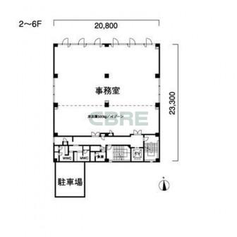 2階〜6階 平面図