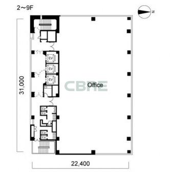 2階〜9階 平面図