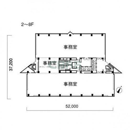 2階〜8階 平面図